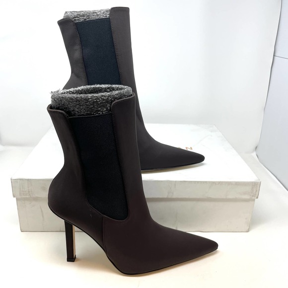 Good American Neoprene Pointed Toe Ankle Booties In Brown Size 10 New - Picture 3 of 9